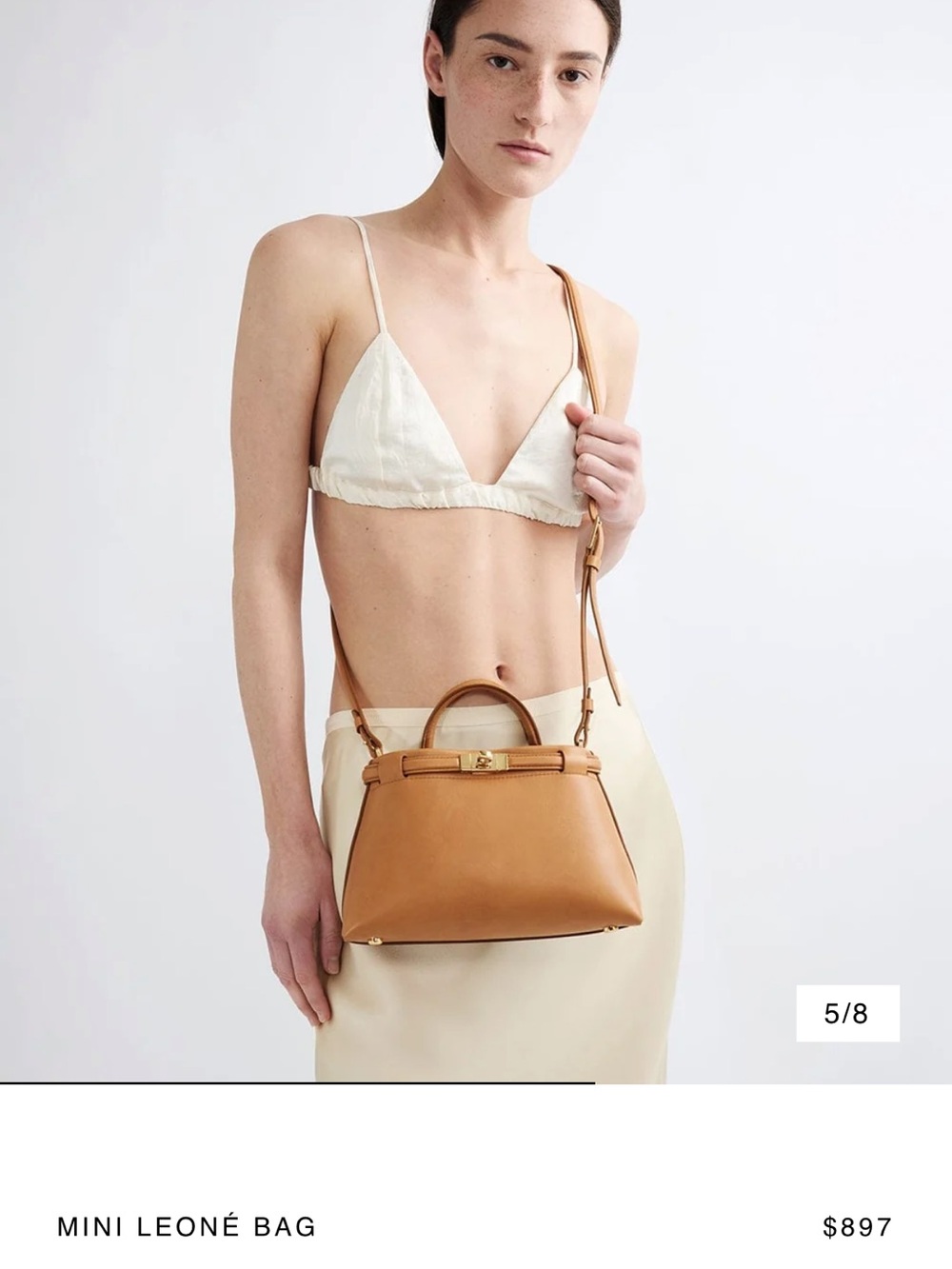 NWT Janessa Leone Mini Leoné Top-Handle Bag in Tan